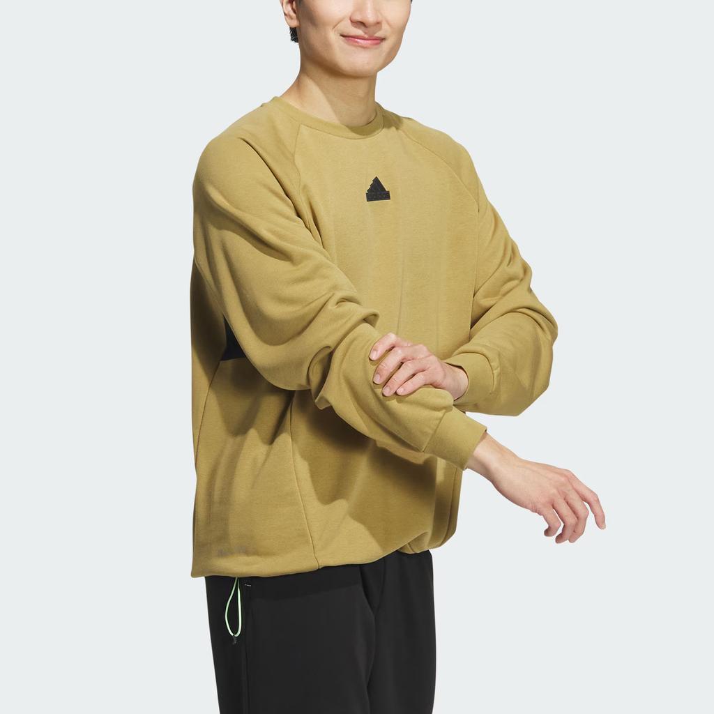 adidas Tech Rain Crew Толстовка со светоотражающим принтом и круглым вырезом Мужская толстовка цвета хаки и коричневого цвета JI8672
