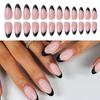 24 Pieces Press On Nail Medium Almond Stick On Nail French Tip Acrylic Artificial Nail for Women Easy Application