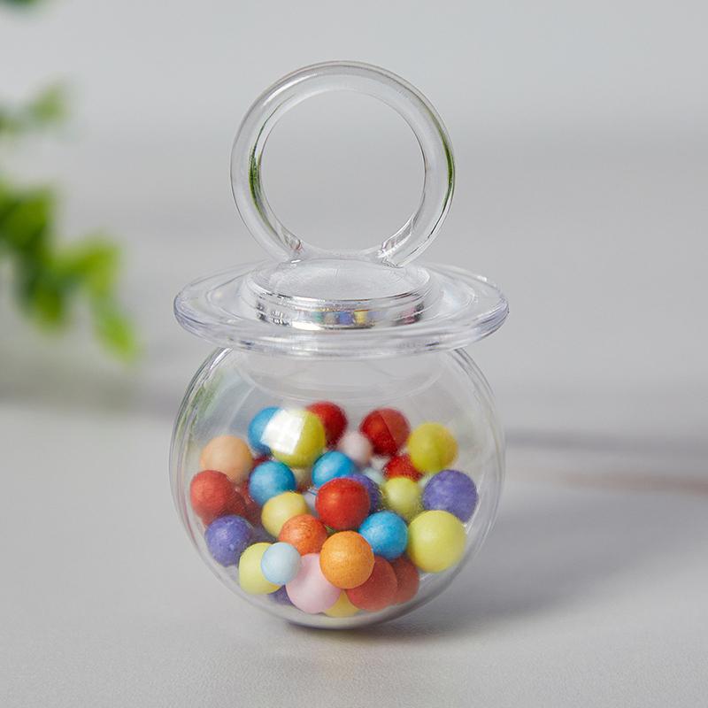 12pcs/set Transparent Plastic Wedding Candy Box Cute Pacifier Shape Storage Box Baby Shower Birthday Party Gift Packaging Box