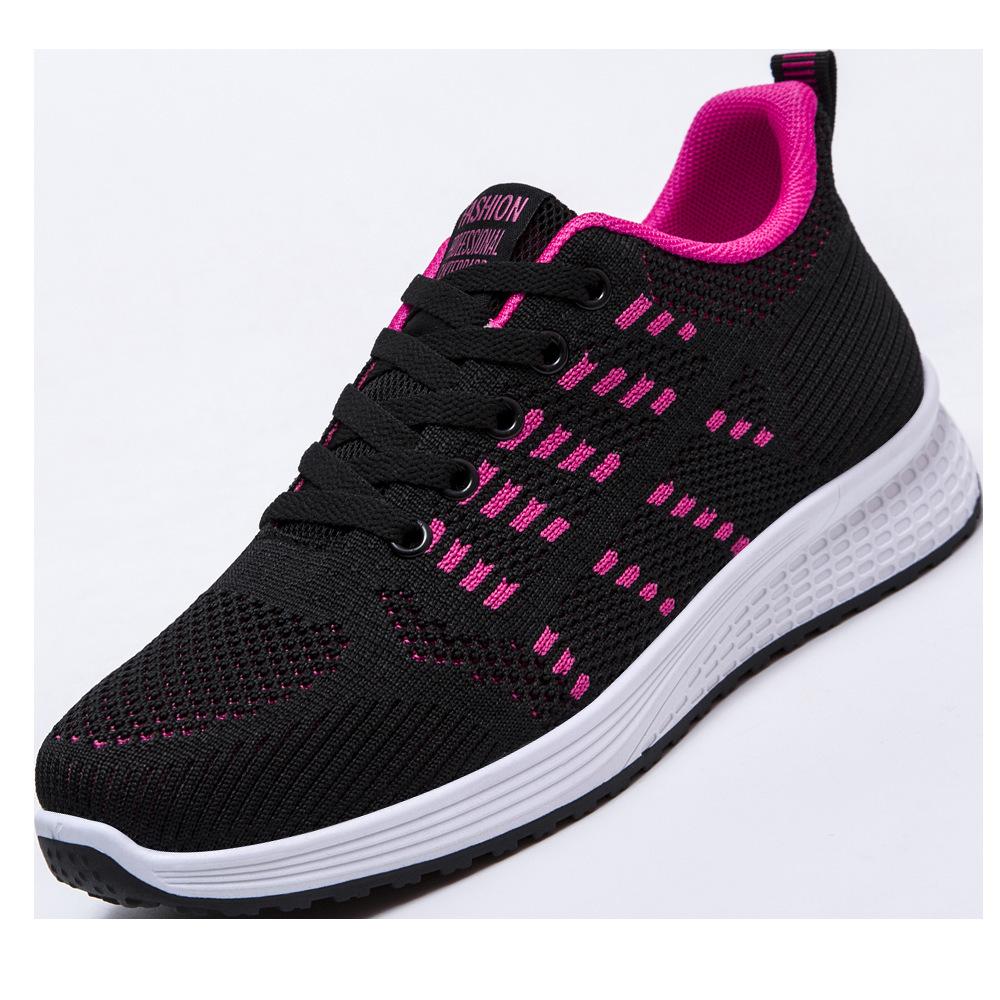 Large size new women's shoes spring and summer fly-woven mesh breathable sports shoes soft sole comfortable mother casual trendy shoes