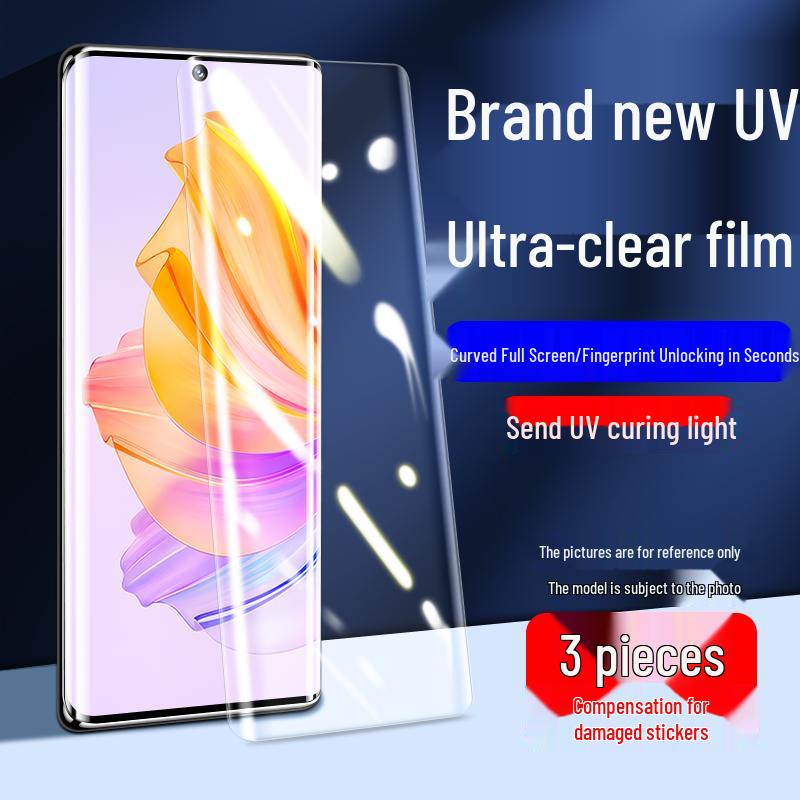 Защитное стекло для экрана Honor 80/80 Pro, Полное покрытие, УФ-клей, Защита от падений