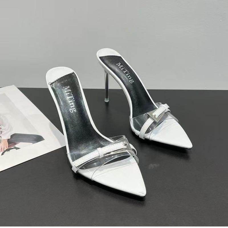 Fashion Niche High-end Fairy Cool Slippers for Women In Summer 2025 New Pointed-toed Stiletto High-heeled Slippers