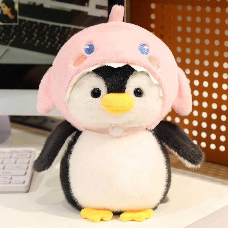 Cartoon Cute Penguin Turned Cat Shark Doll Plush Toy Kitten Doll Children Soothing Doll