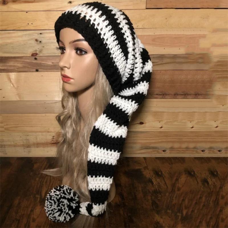 Новая модная длинная шляпа ведьмы ручной работы, связанная крючком, для взрослых