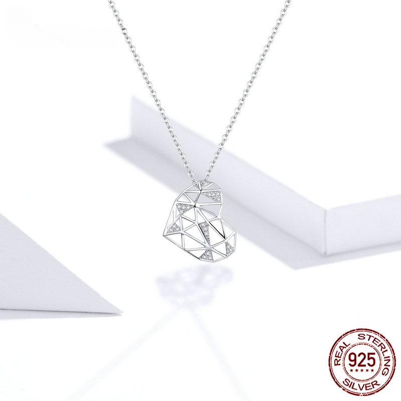 Ожерелье с подвеской в ​​форме сердца из стерлингового серебра 925 пробы для женщин, модный дизайн, деконструкция, вечерние ювелирные аксессуары