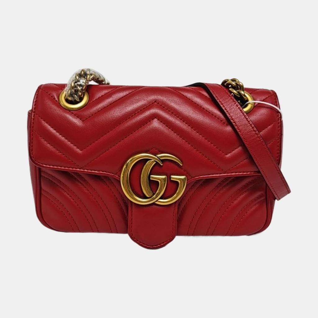 [Pre-Owned] Gucci GG Marmont Matelassé Mini Bag 'Red' - Very Good #1HDZEF8