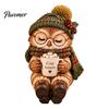Charming Seasonal Home Accessories Christmas Animal Shelf Sitter Figurine, Woodland Statue with Mug, Dangling Leg Warm Toned Tabletop Decor