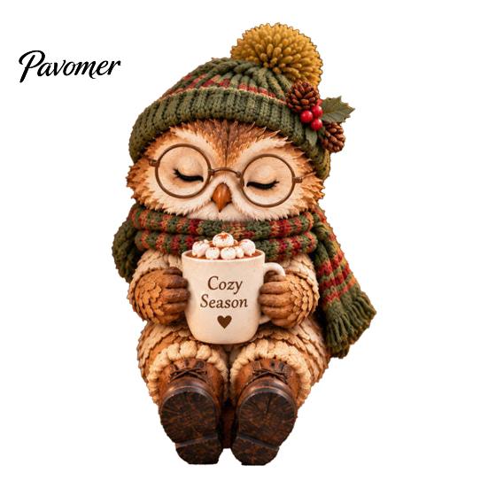Charming Seasonal Home Accessories Christmas Animal Shelf Sitter Figurine, Woodland Statue with Mug, Dangling Leg Warm Toned Tabletop Decor