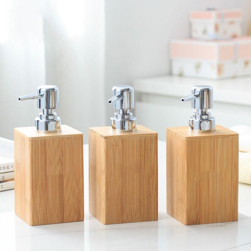 Pump Shampoo Dispenser Bamboo Soap Container Supplies Soap Dispenser Home