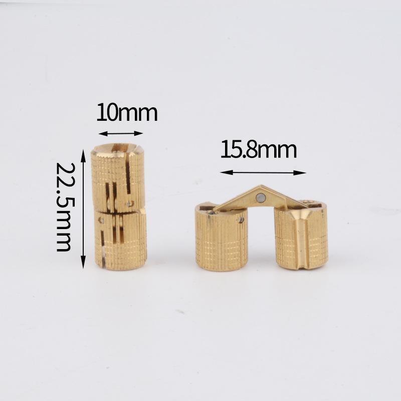 2Pcs Rust Resistant Brass Hidden Door Hinges Invisible Copper Furniture Hinges Fits 8-12mm Doors for Kitchen Bathroom Cabinet