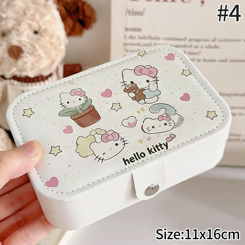 Шкатулка для украшений Hello Kitty Серьги Ожерелья Кольца Шкатулка для хранения украшений Большая вместимость Дорожная портативная сумка Подарок на вечеринку Косметичка