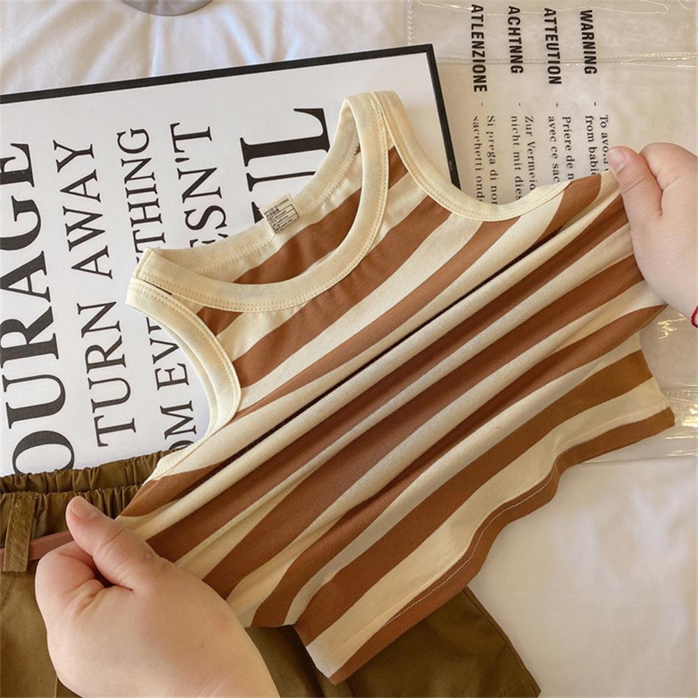 Bear Leader Girls Fashionable and Casual Set Summer Thin Children's Stripe Suspender Tank Top Shorts Two Piece Set Clothes