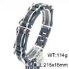 15MM Width Black Fibre Motorcycle Chain Man Bracelet for Men Casting Gold Color 316L Stainless Steel Men's Bracelets & Bangles