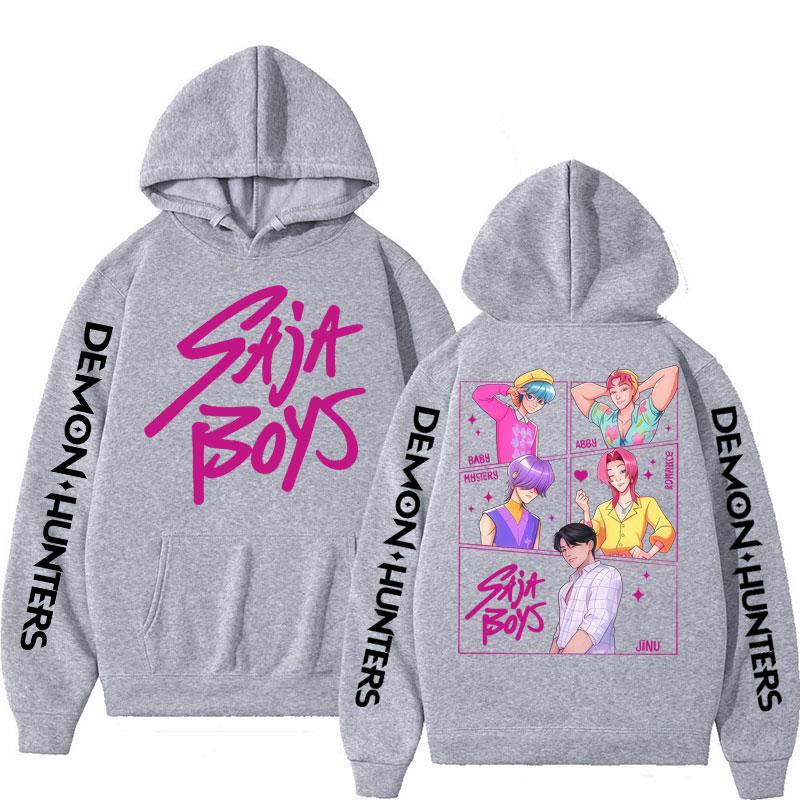 Anime KPop Demon Hunters Saja Boys Hoodies Men Women Trendy Harajuku Sweatshirt Long Sleeves Loose Fleece Casual Street Wear