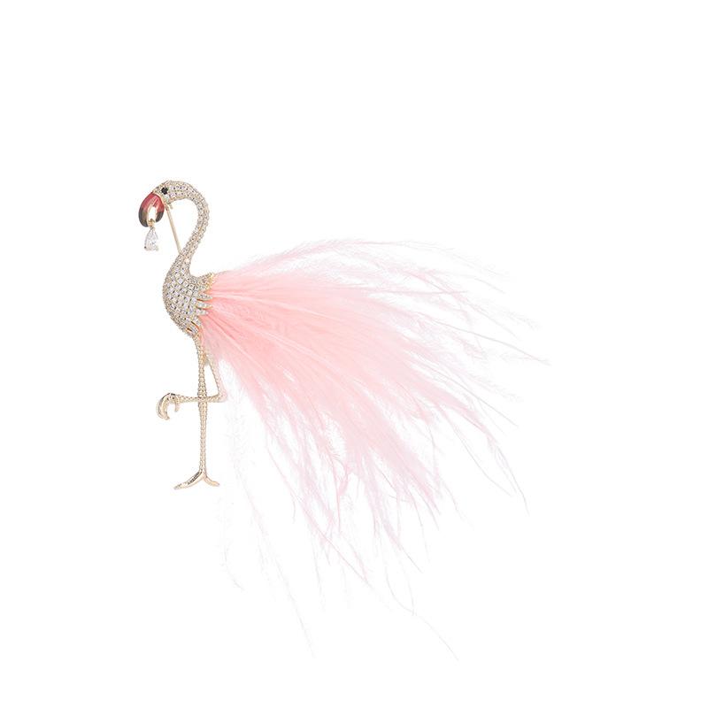 Премиальная брошь в виде розового пера фламинго, изысканный корсаж высокого класса, темпераментный костюм, пальто, персонализированная креативная булавка