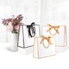 WTEMPO Ribbon Bow Paper Bags with Handles DIY Universal Packaging Bags Simple Elegant Shopping Bags Perfect for Birthday Wedding and Other Festivals