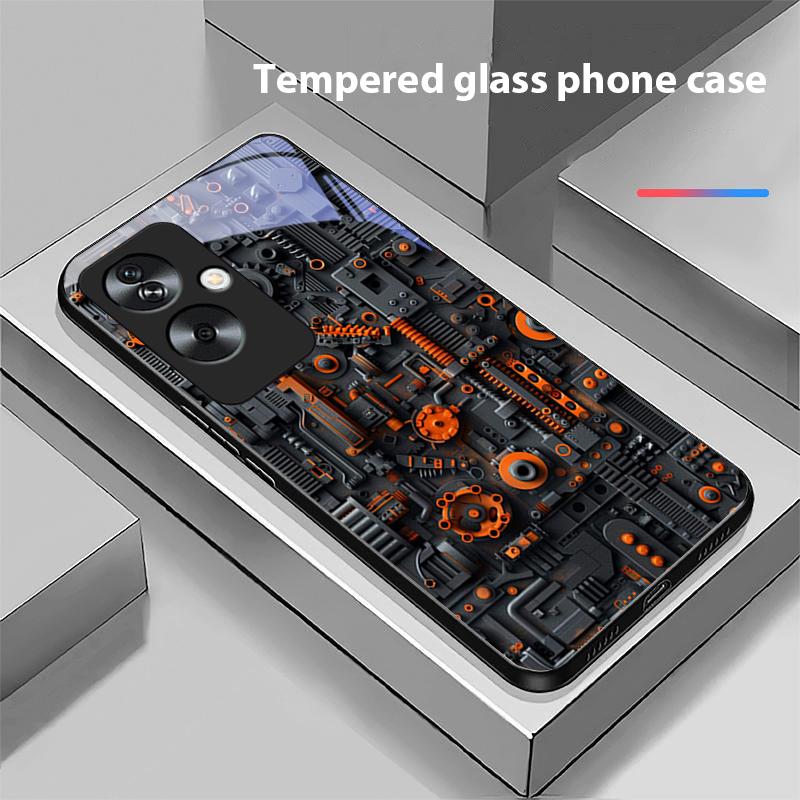 Схема Серый Для Oppo A79 5G 58 78 74 60 4G Reno 11F Realme GT 6 11 Note 50 10 C55 X2 Закаленное Стекло Черный Чехол для Телефона
