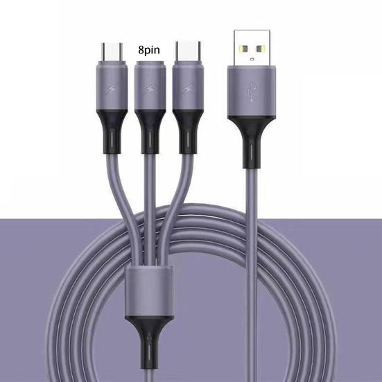 Data Cable Universal 3 in 1 Fast Charging Liquid Silicone 8-pin Micro USB