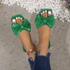 2024 Sandals Fashion Summer Plus Size One-line Solid Color Bow Flat Sandals Outdoor Beach Slippers Elegant Women Shoes