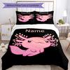 3pcs Custom Name Axolotl Bedding Set Duvet Cover Closure Includes 1 Duvet Cover & 2 Pillowcases, Soft and Comfortable for All Seasons.