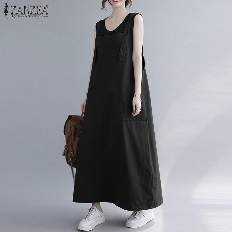 ZANZEA Женское повседневное комбинезон без рукавов с квадратным воротником и бретелями