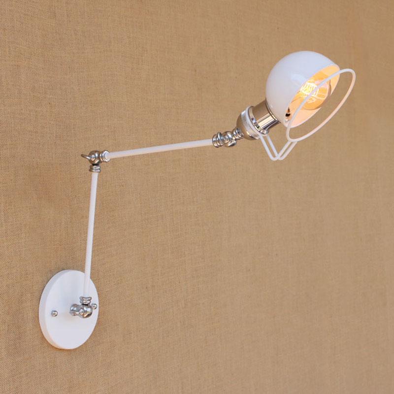 North Europe Modern White Retro Adjust Head Swing Arm Wall Lamps E27 Reading Light Workroom Bedside