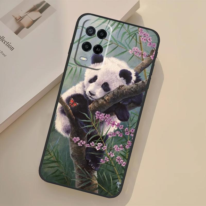 Чехол с милым мишкой-пандой Для Oppo A76 A96 A16 A17 A18 A60 A80 A40 A38 A58 A78 A98 A94 A74 A54 A15 A57 A77 A5 Pro