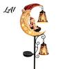 Easy Install Outdoor Stakes Solar Snowman/Ghost Moon Stake Light Waterproof Metal Garden Sculpture Decorative Creative Art Gifts Powered Ground Lamp