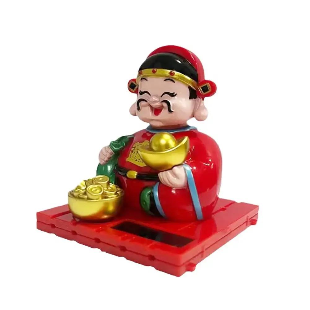 Креативное украшение салона автомобиля Украшение с использованием солнечной энергии Качающаяся голова Форма Богатства Мультяшный подарок Украшение