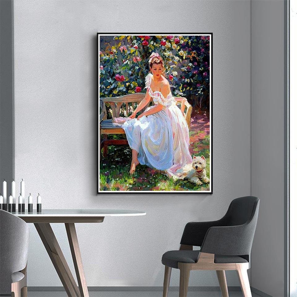 Painting Beauty 5d Diamond Portrait Cross Stitch Kit Diy Full Round Diamond Embroidery Mosaic Art Home Decoration Picture