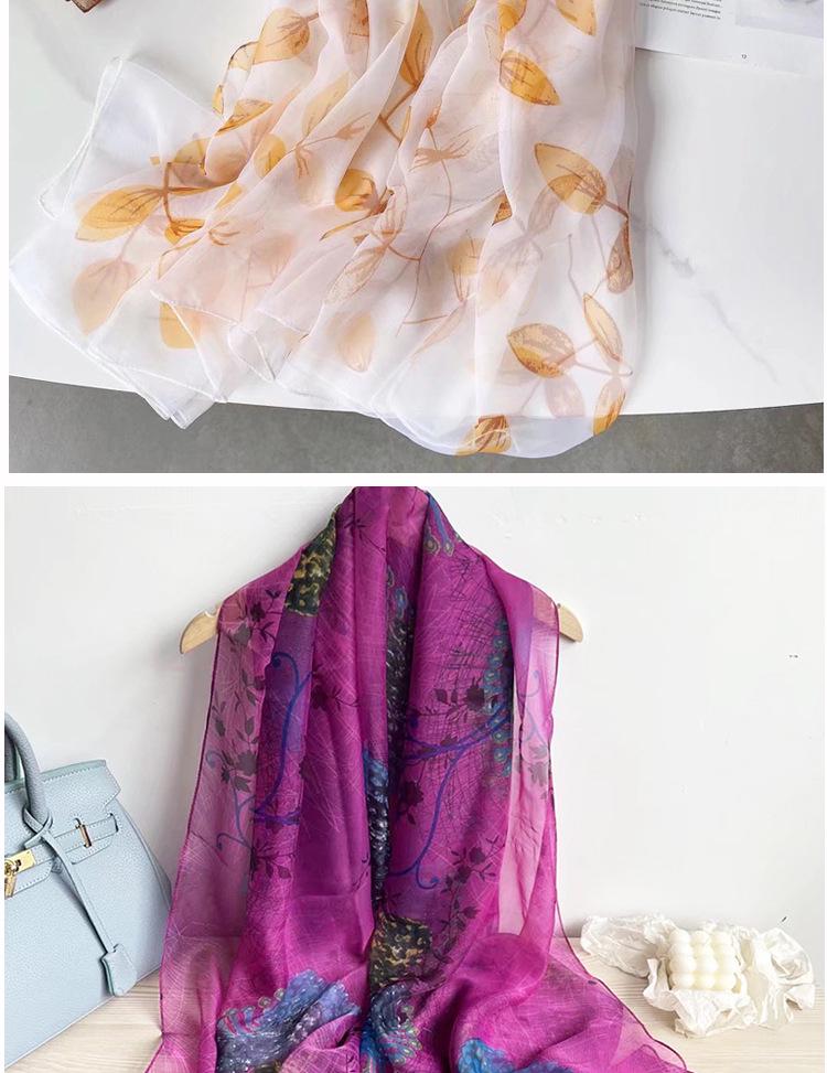 Women's Long Printed Silk Scarf - Ultra-Thin, All-Season, Middle-Aged Mother Style