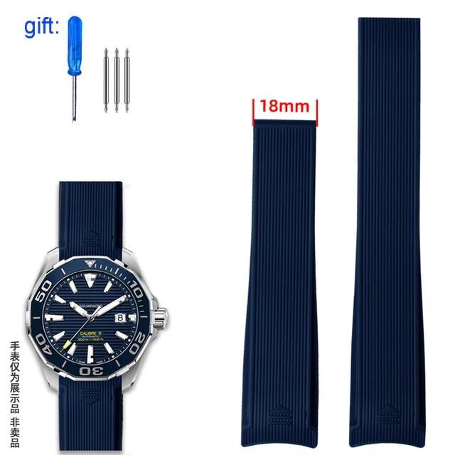 For TagHeuer Tag Heuer Diving Watch Black Blue Water Ghost Way101/201 Silicone Rubber Watch Strap Accessories 22mm Watchbands
