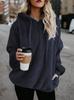 2023 Plus Size Women's Autumn & Winter Loose Hooded Solid Sweatshirt