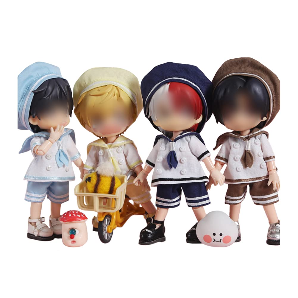 HIGHAWK Obitsu 11 Clothes OB11 Obitsu Doll 11cm Body Costume Sailor Uniform 12 Minutes Bid P9 Doll Navy Obitsu Body 3 Piece Set (Duck Blue)