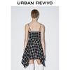 UR2025 Women's Plaid A-Line Strappy Dress