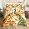 Peacock Duvet Cover Twin Full Queen King Chinese Style Peach Blossom Flowers Retro Bedding Set Wild Animal Print Comforter Cover