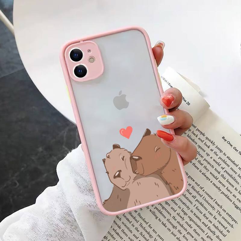 Чехол для телефона Be Happy Capybara с милым рисунком, матовый прозрачный для iphone 11 12 13 7 8 plus mini x xs xr pro max чехол