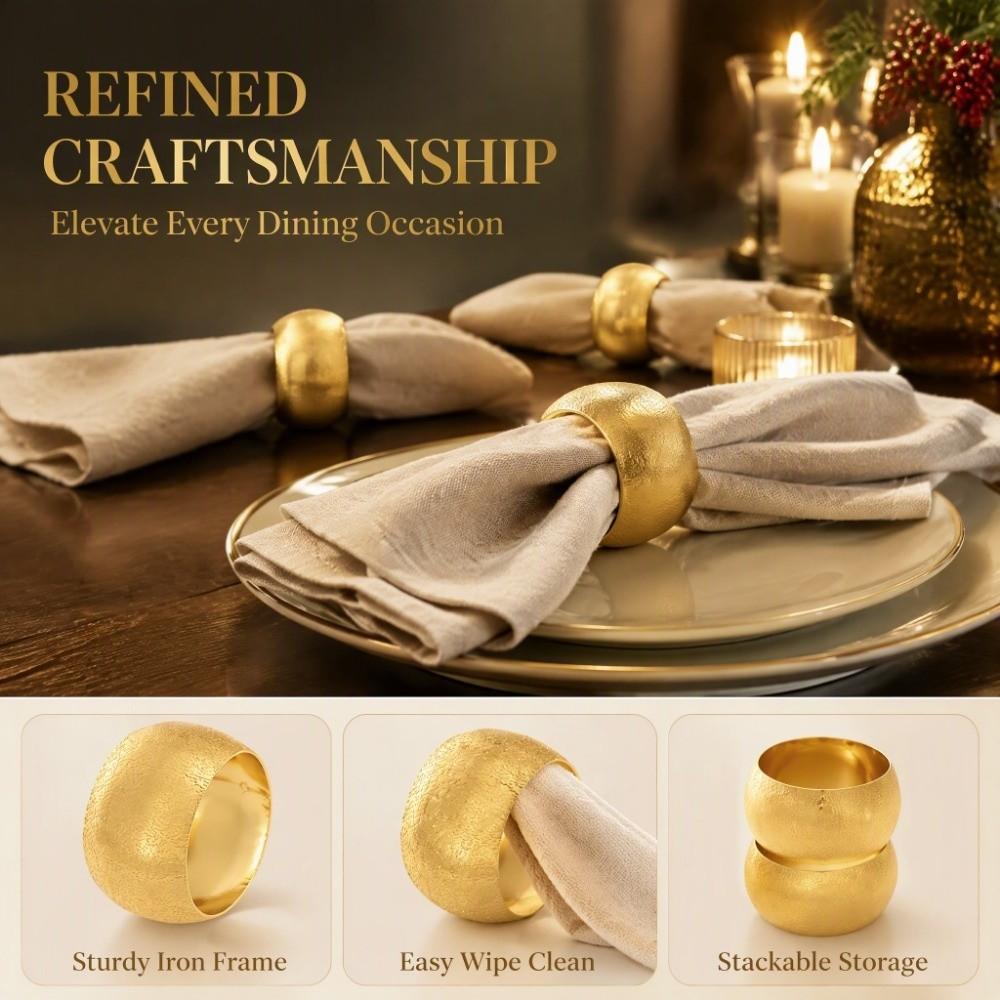 12Pcs Iron Metal Napkin Rings Gold Color Table Napkin Rings Premium Serviette Rings Wedding