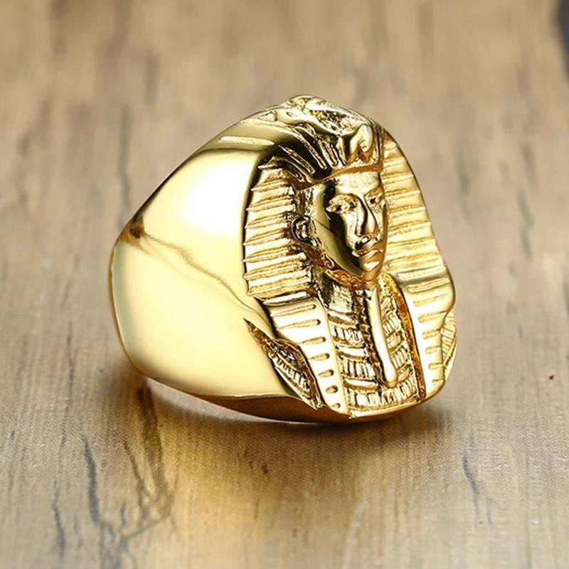 Нержавеющая сталь Готический Древний Египет Египетский фараон Статуя Кольцо для мужчин Панк-рок Крутые байкерские кольца