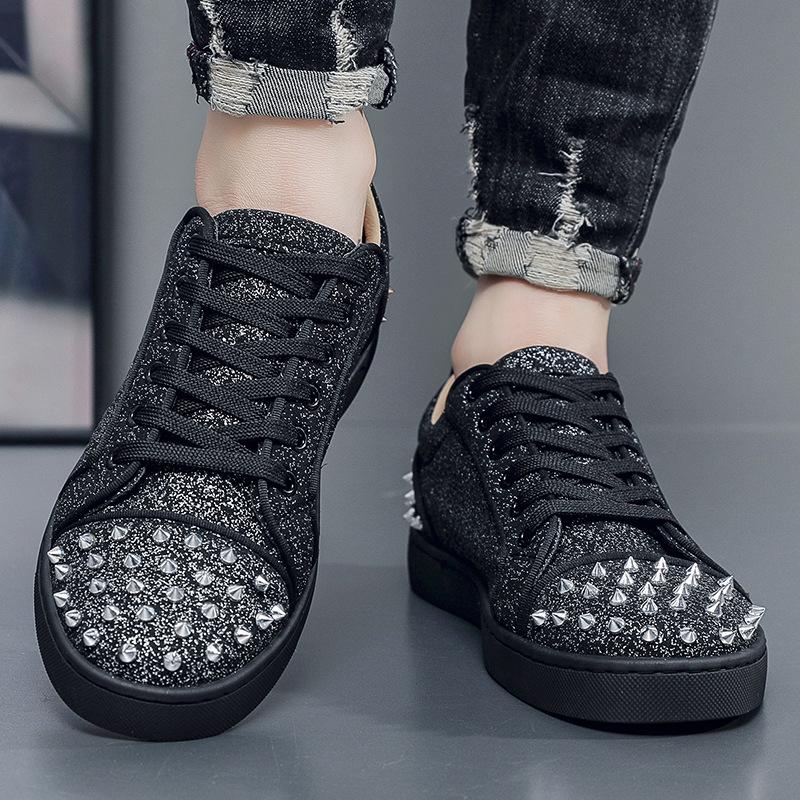 Spring 2025 New Street Personality Board Shoes Men's Shoes Trend Rivet Casual Shoes Fashion Spirit Guys Shoes