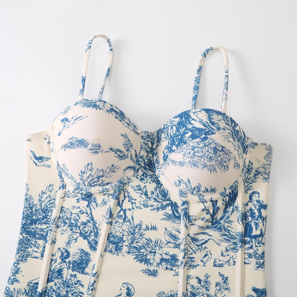 2023 Retro Print Women's Swimwear: One-Piece Swimsuit and Bikini with Sun Protection Long Dress - Two-Piece Set