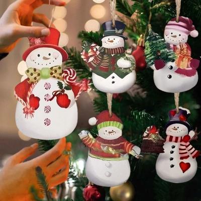 12 шт. Санта-Клаус Рождественский Снеговик Подвеска Деревянные Подвески Санты Рождественская Елка Шарм