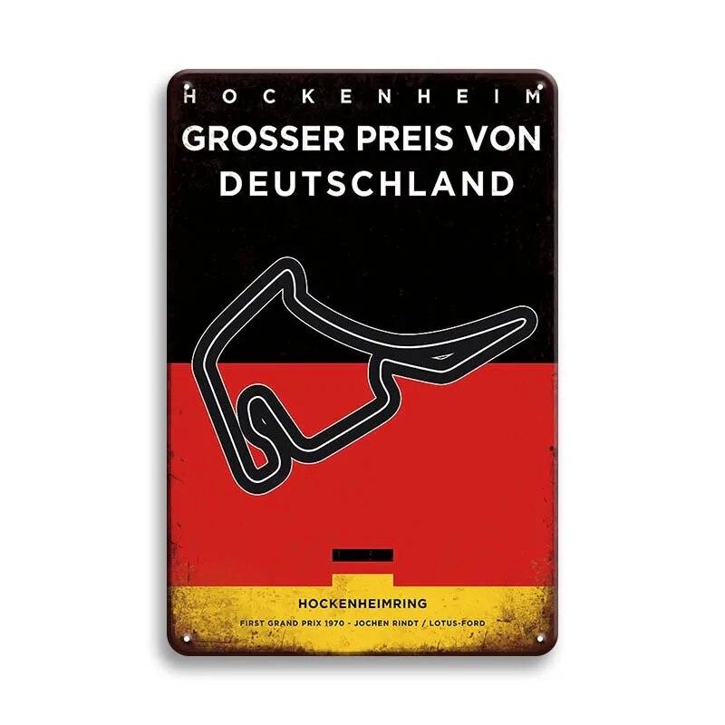 Металлический Плакат Гоночный Трек F1 Конкуренция Винтаж Оловянный Знак Ретро Железная Пластина Бар Клуб Человек Пещера Домашнее Украшение Стены Художественные Наклейки