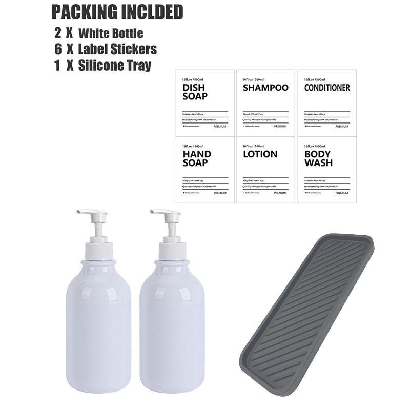 500 мл Белый лосьон Бутылка для настенного крепления для душа Бутылки для мыла с этикетками Диспенсеры для мытья тела для ванной комнаты, кухни, раковины