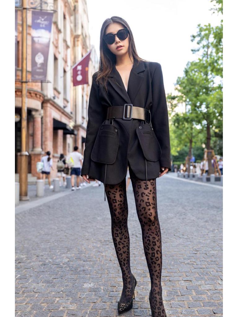 Леопардовые жаккардовые утягивающие летние чулки для женщин