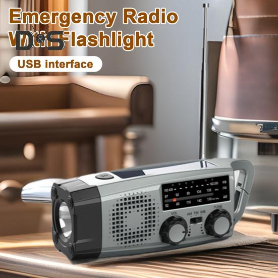 Солнечное радио с фонариком SOS сигнал тревоги многоцелевое перезаряжаемое портативное аварийное радио с ручкой AM/FM радио