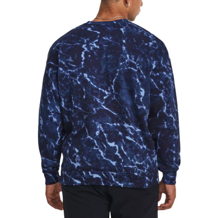 Under Armour Свитшот Project Rock Rival с принтом из флиса Crew, мужские свитшоты Midnight-Deep-Blue 1380119-410