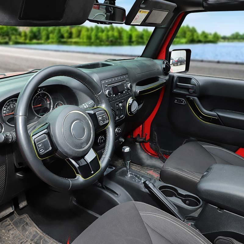 Dashboard Central Control Steering Wheel Air Conditioning Vents Decoration Interior for Jeep Wrangler JK 2011-2017 4-Door Version Car Accessories