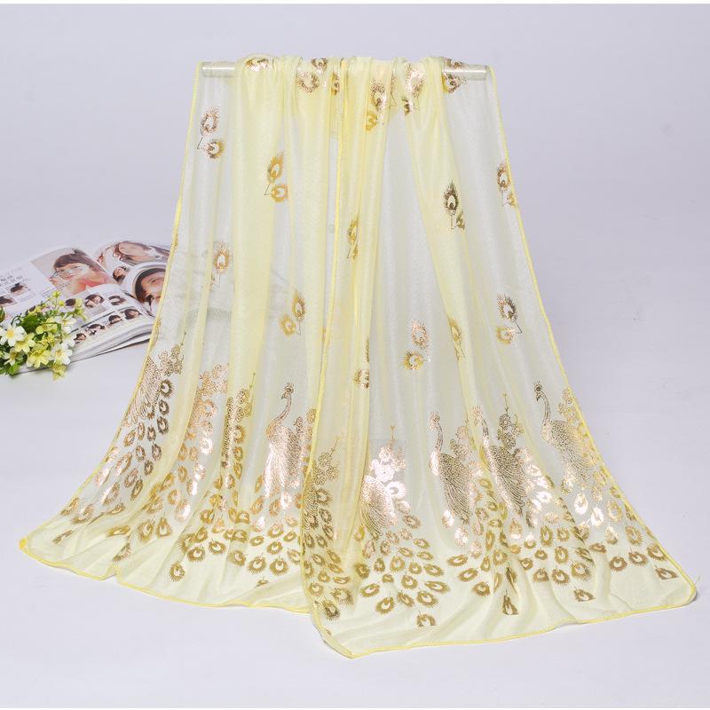 2024 Spring/Summer Women's Beauty Sand Scarf with Peacock Flower Design
