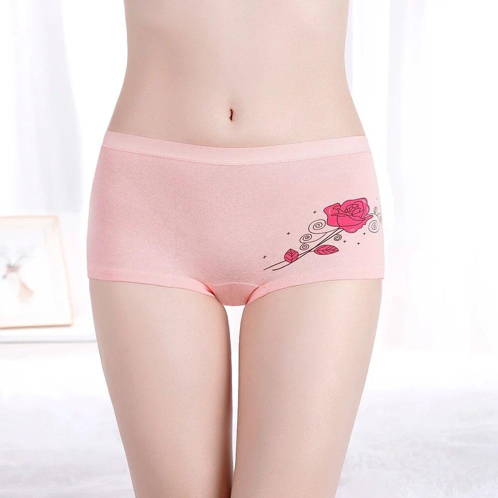 Cotton Underwear Women Girls Shorts Boxers Briefs Cute Floral Boyshorts Ladies Panties Knickers 6 Pcs/Lot